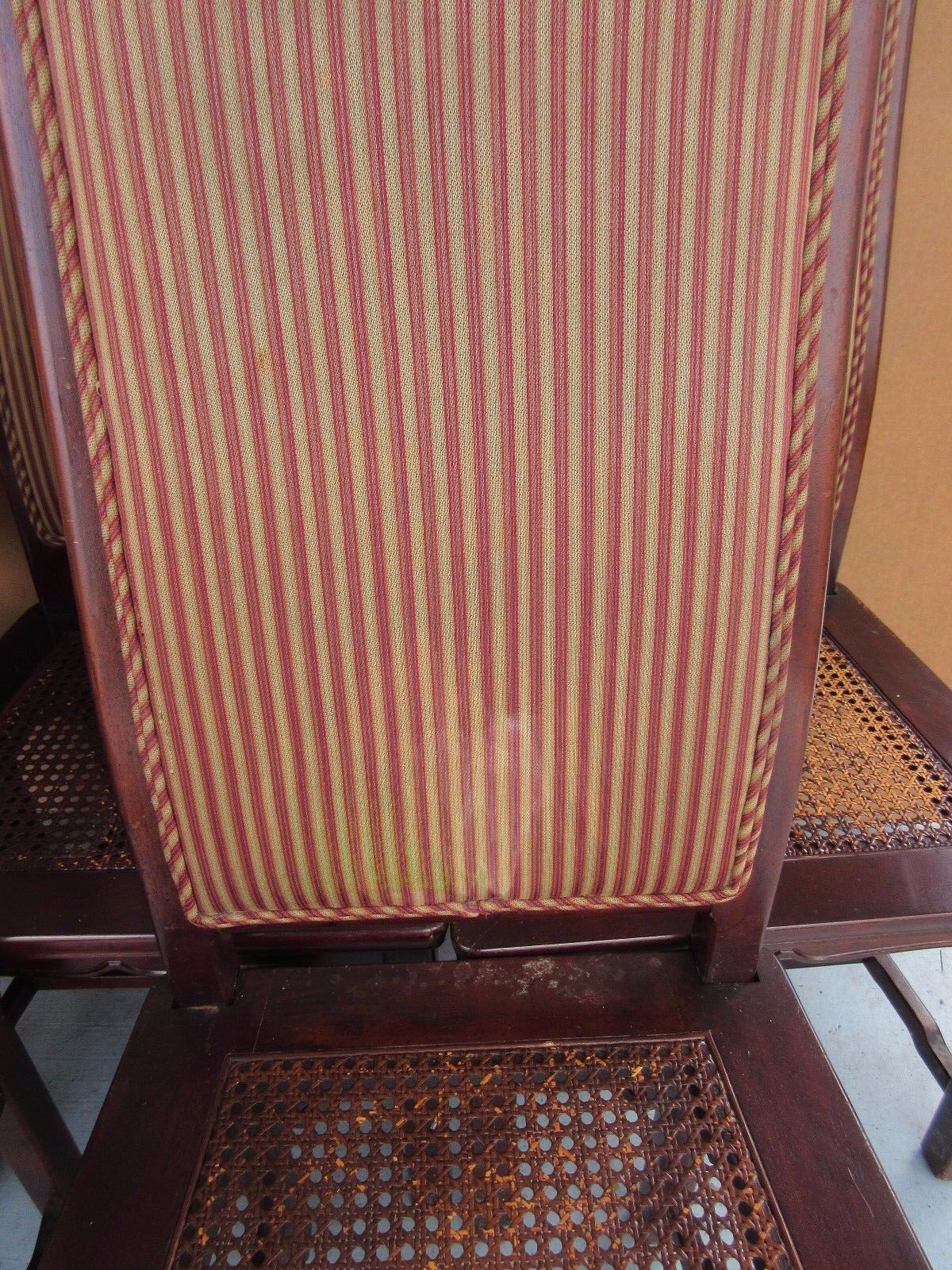 (5) Vintage HENREDON ASIAN COLLECTION Cane Upholstered Back Mahogany Dining Chairs