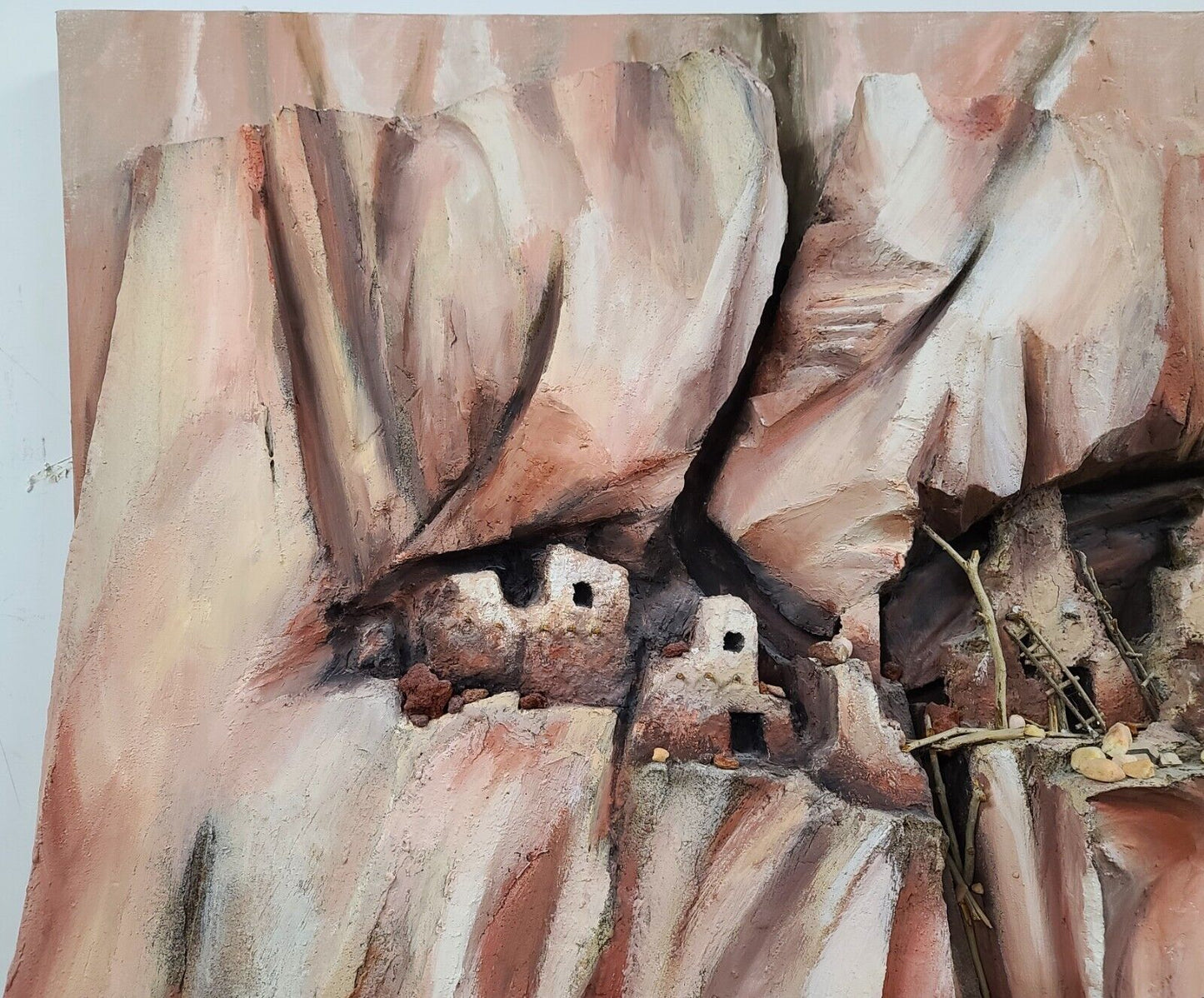 7 Foot Monumental Pueblo Cliff Dwelling 3 Dimensional Wall Art Sculpture
