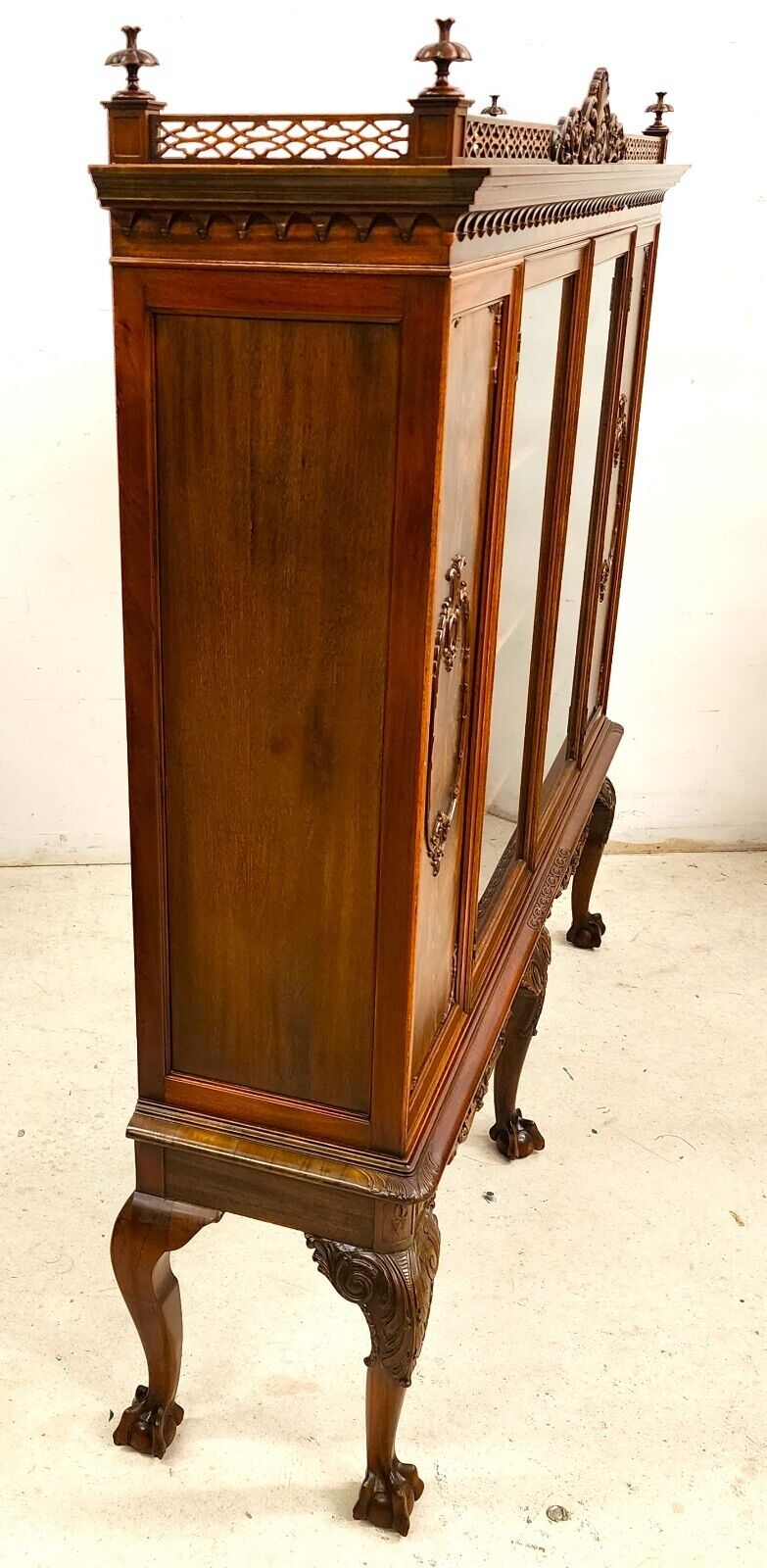Antique China Cabinet Chippendale in Walnut by ROYAL FURNITURE Co