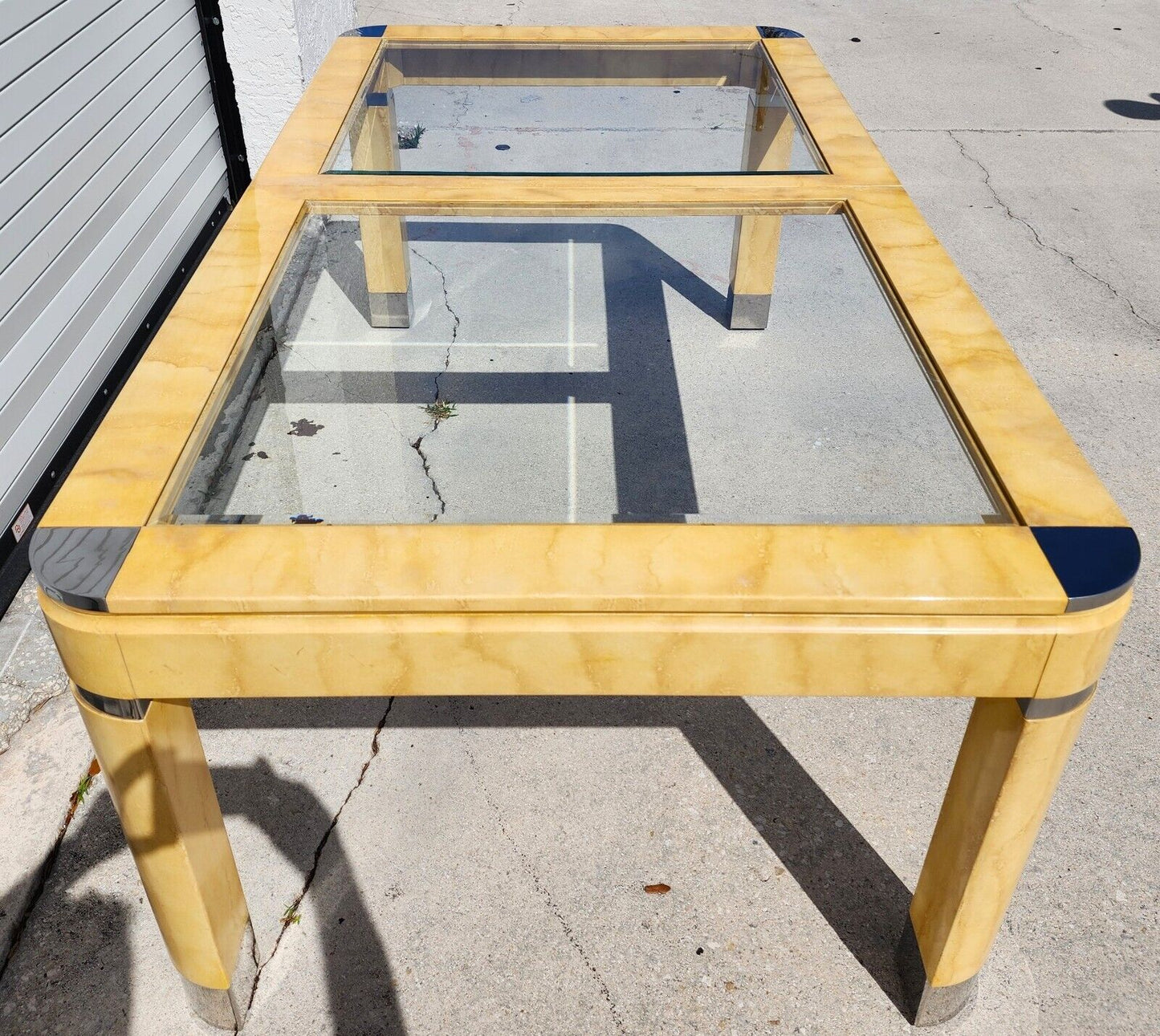 MCM Goatskin Dining Table Karl Springer Style Extendable