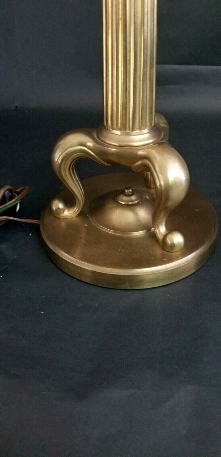 Pair of 1986 CHAPMAN Heavy Brass Candelabra Fluted Column Table Lamps