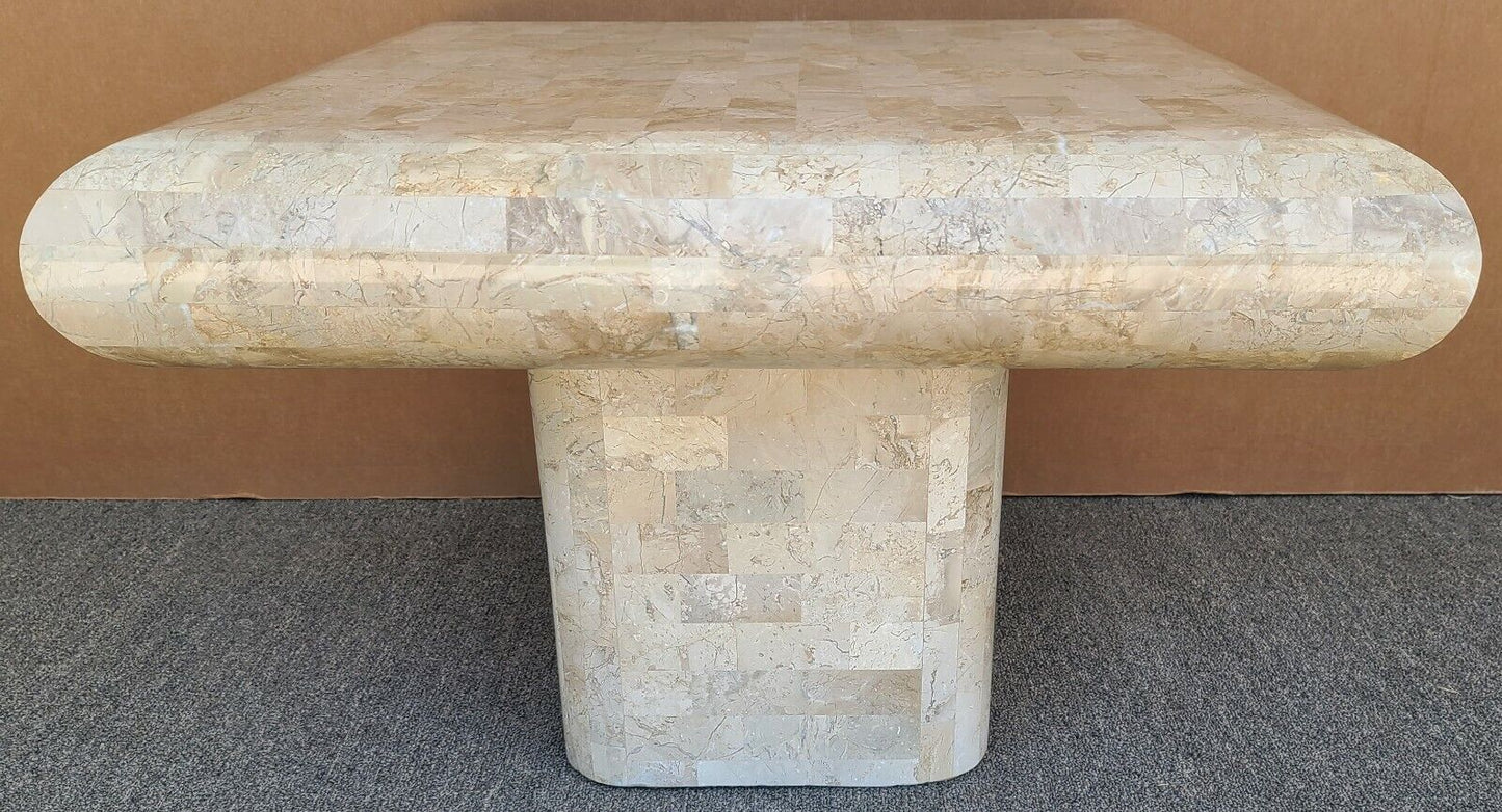 70's KARL SPRINGER Style Tessellated Fossil Stone Coffee Side Table