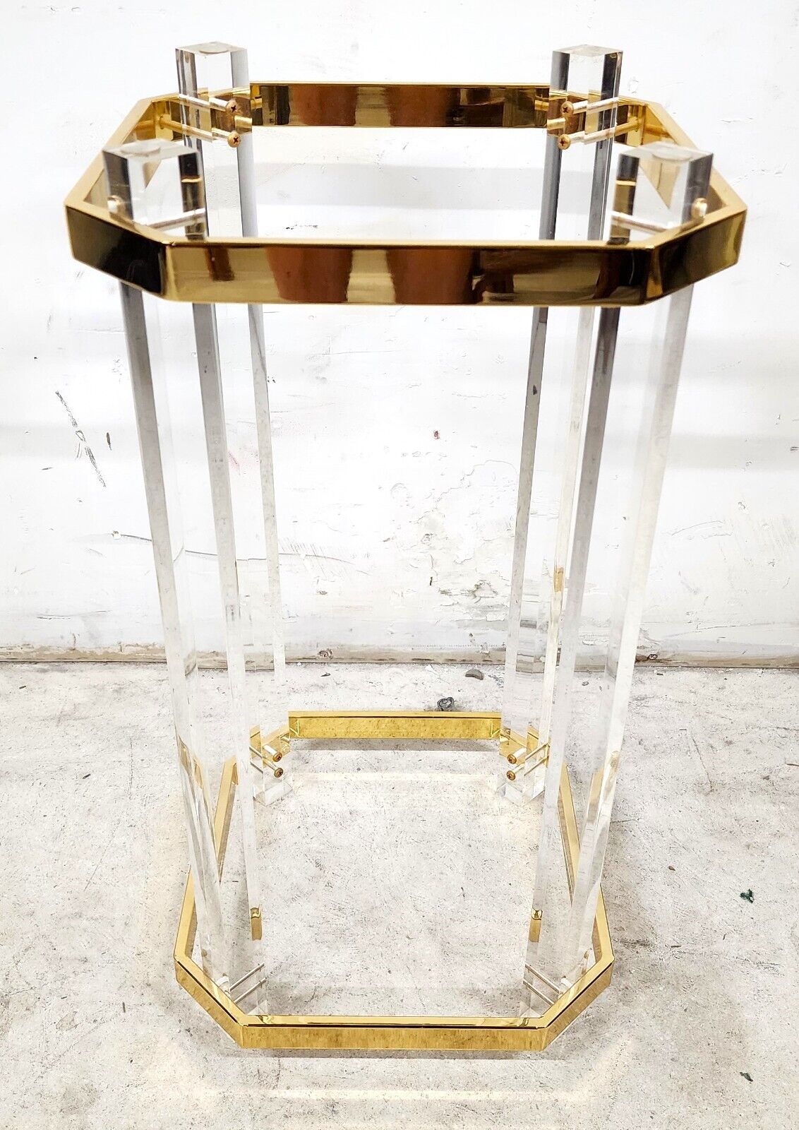 Lucite Side Table CHARLES HOLLIS JONES Style 24 Karat Gold Plated