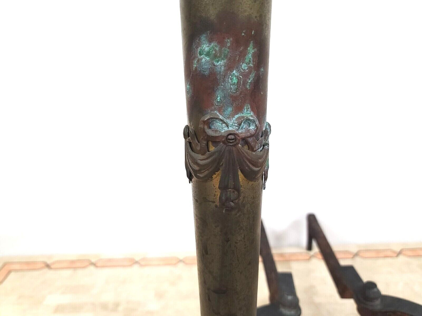 Antique Brass Dragons Fireplace Andirons - a Pair