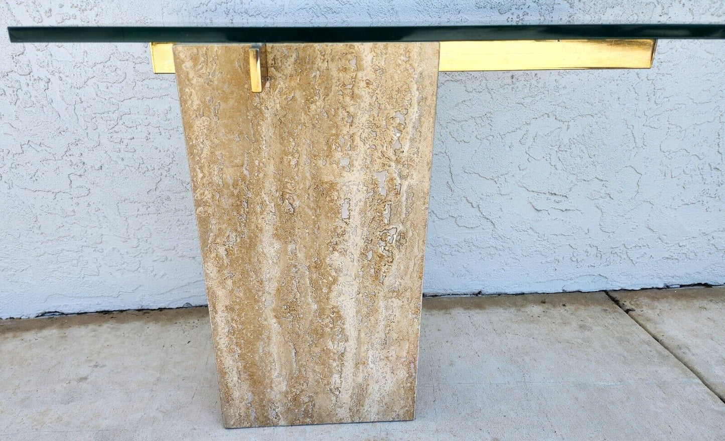 Travertine Side Table Marble Glass by ARTEDI 1970s