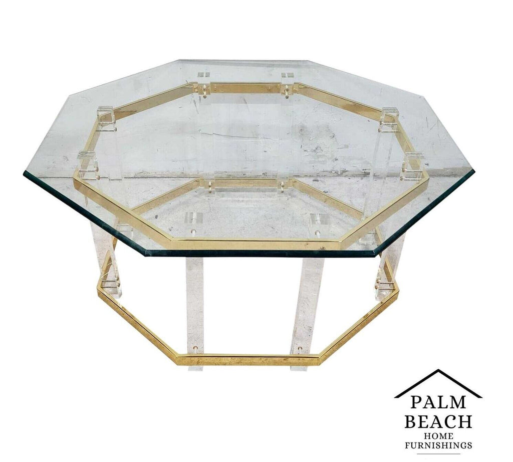 Lucite Coffee Table CHARLES HOLLIS JONES Style 24 Karat Gold Plated