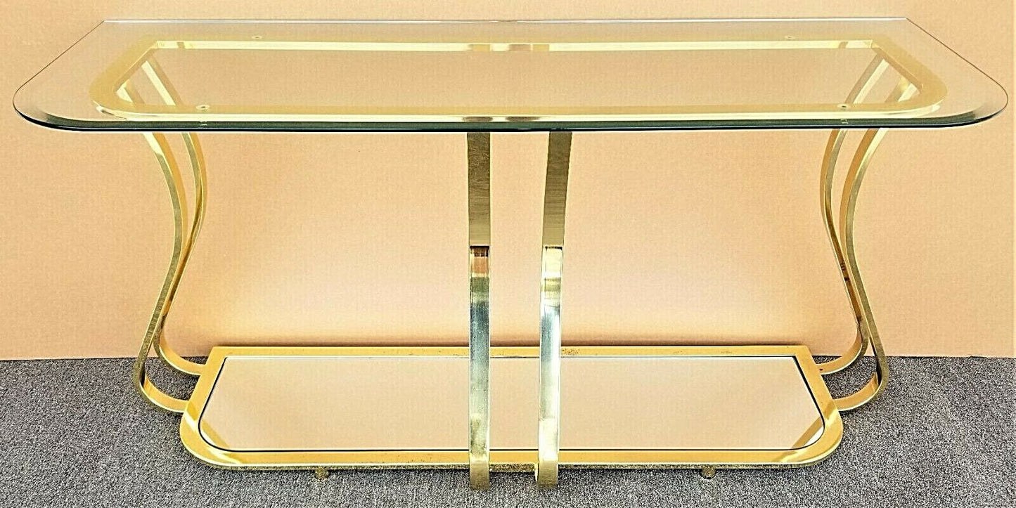 MCM Sculptural MILO BAUGHMAN Style Brass Mirror Console Sofa Table