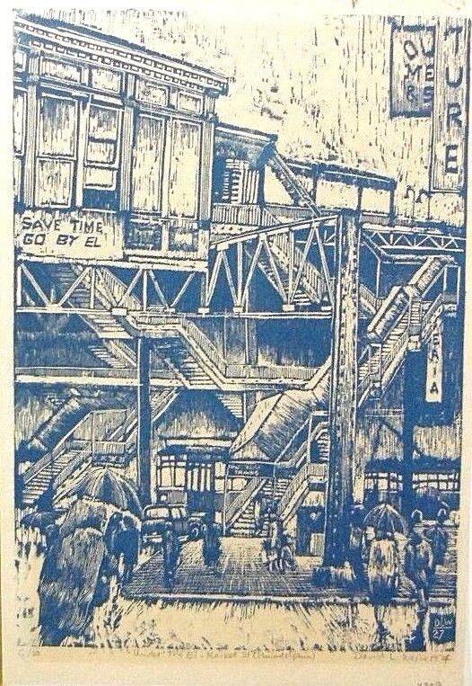 Vtg Signed David L Weiss 1976 Ltd Ed Lithograph Philadelphia Panama St Scene