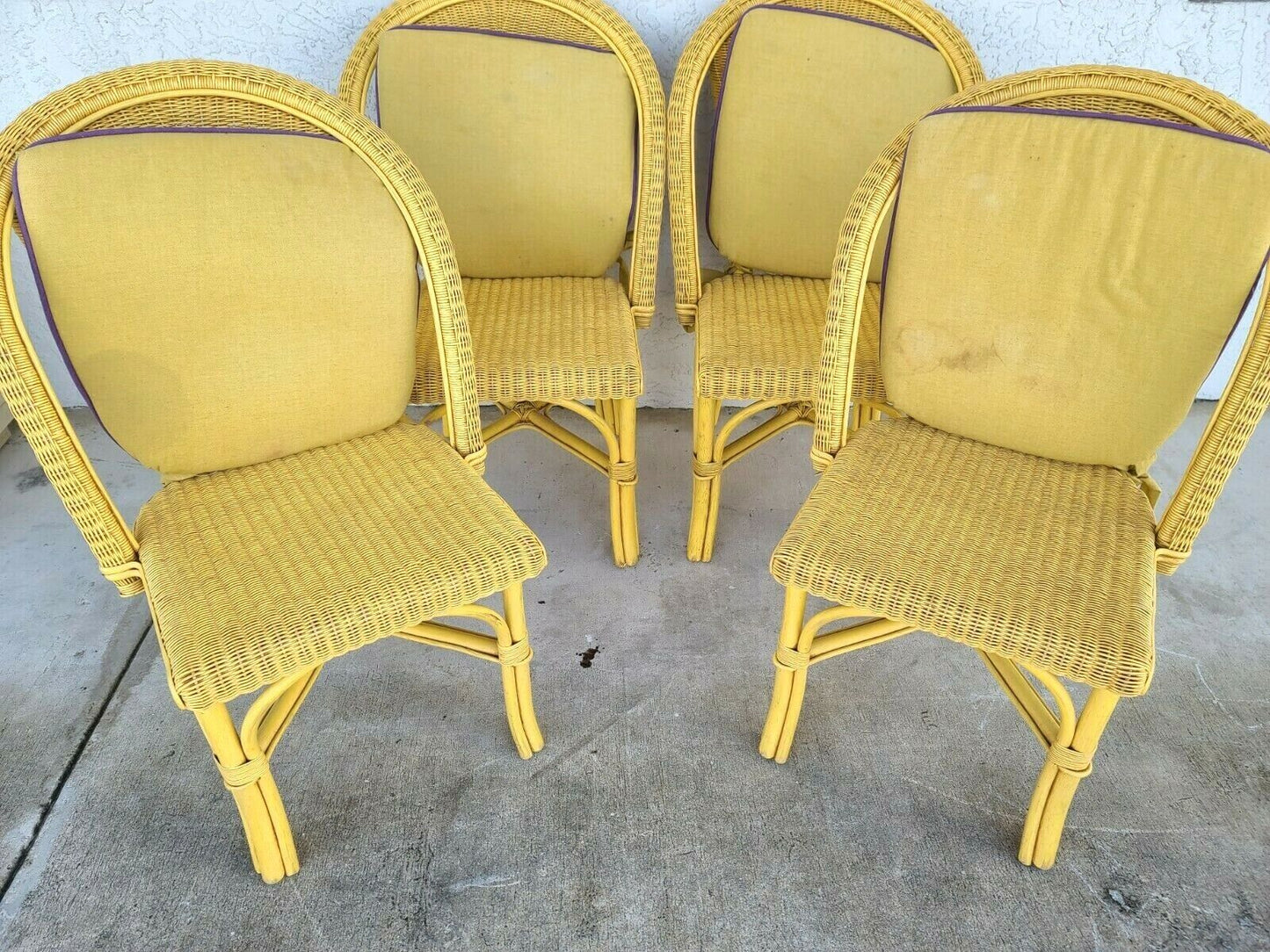 PALECEK Weather Resistant Wicker Dining Chairs w Washable Cushions - Set of 4