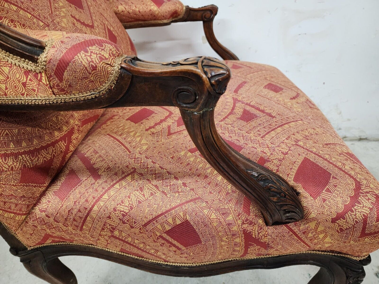 French Provincial Chair Wingback Walnut Bergere Antique