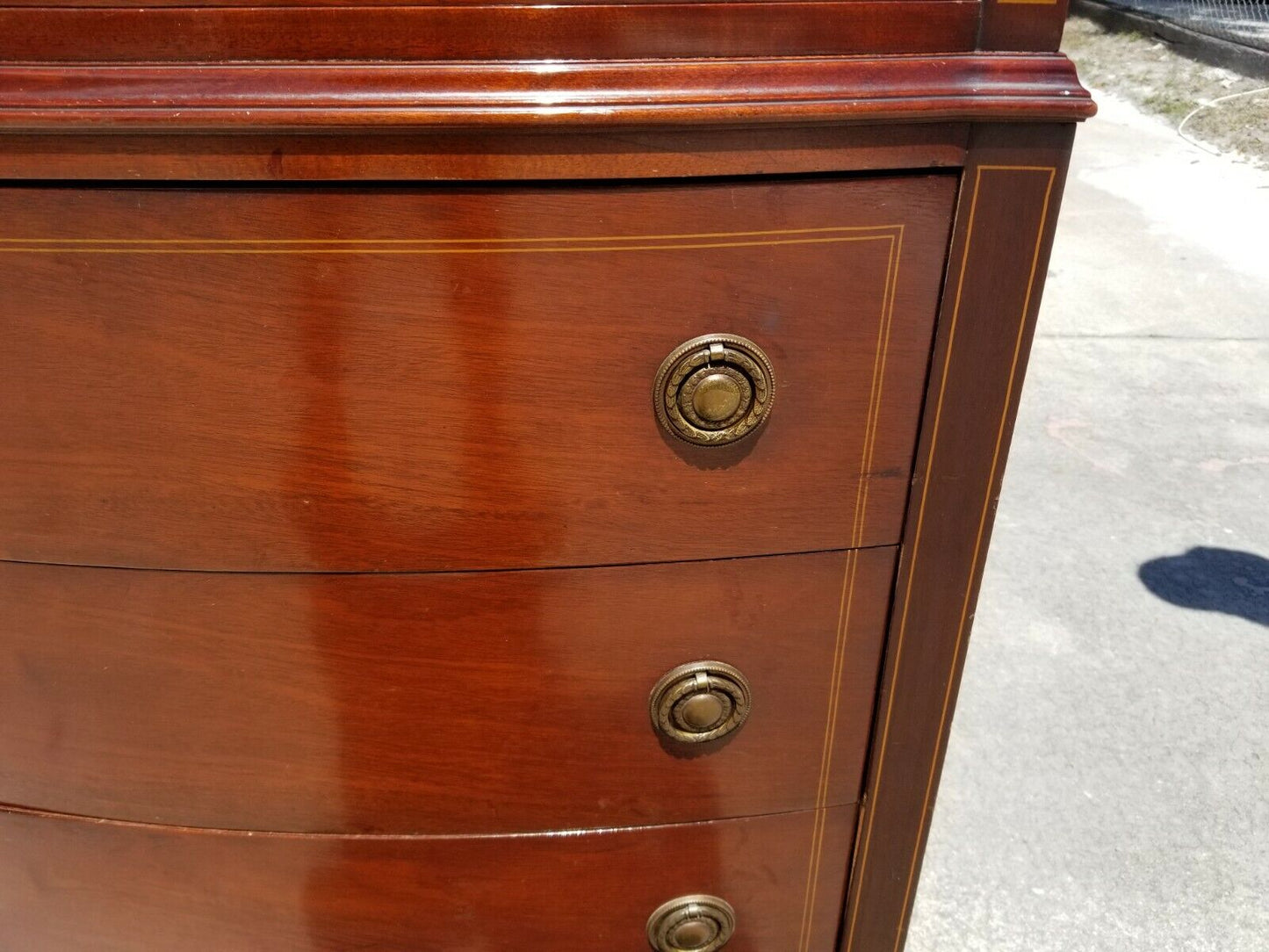 Antique VANLEIGH FURNITURE of New York Mahogany Federal Style Highboy Dresser