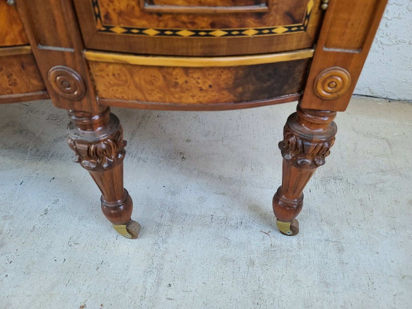 Antique c 1900 Art Nouveau Amboyna Burl Hand Carved Walnut Dresser