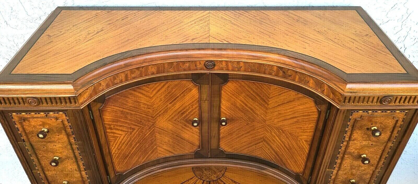 Antique c 1900 Art Nouveau Amboyna Burl Hand Carved Walnut Dresser