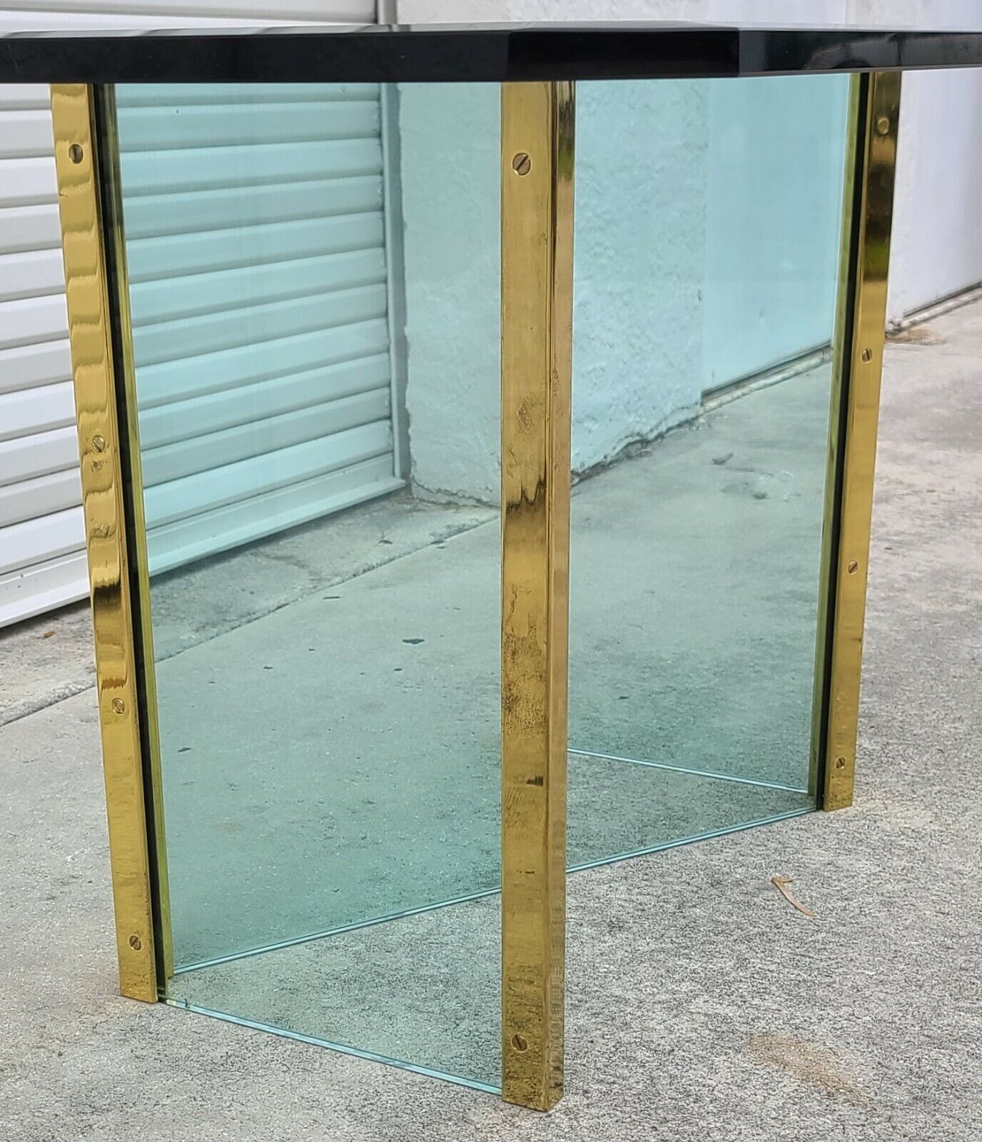 1970's Leon Rosen for PACE COLLECTION Glass & Brass Dining Table 72" x 40"