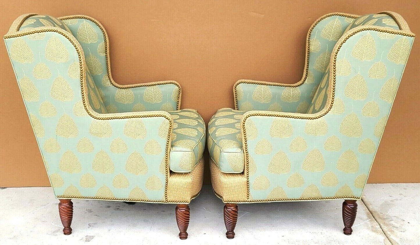 Pair of Substantial Chippendale Wingback Armchairs by HEKMAN WOODMARK