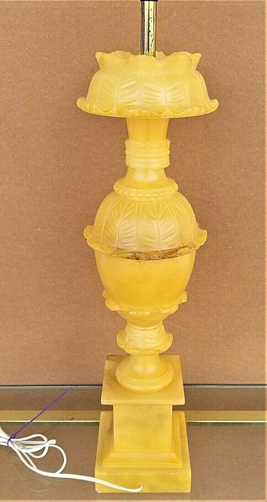 Vintage Large SAFRAN GLUCKSMAN Sculpted Alabaster Marble Table Lamp