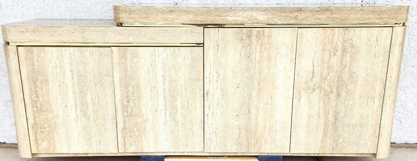 Sideboard Buffet Dry Bar Cabinet Postmodern Faux Travertine