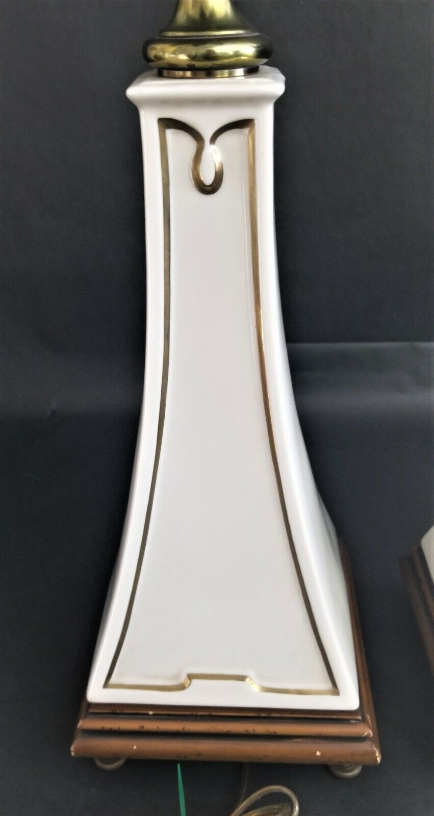 Pair of STIFFEL LENOX Obelisk Torchier Porcelain and Brass Table Lamps