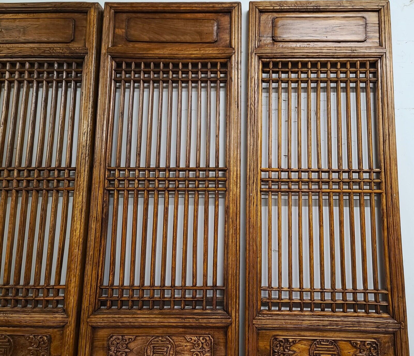 (4) 19th Century Chinese Fretwork Doors Screens Wall Panels 10 Foot