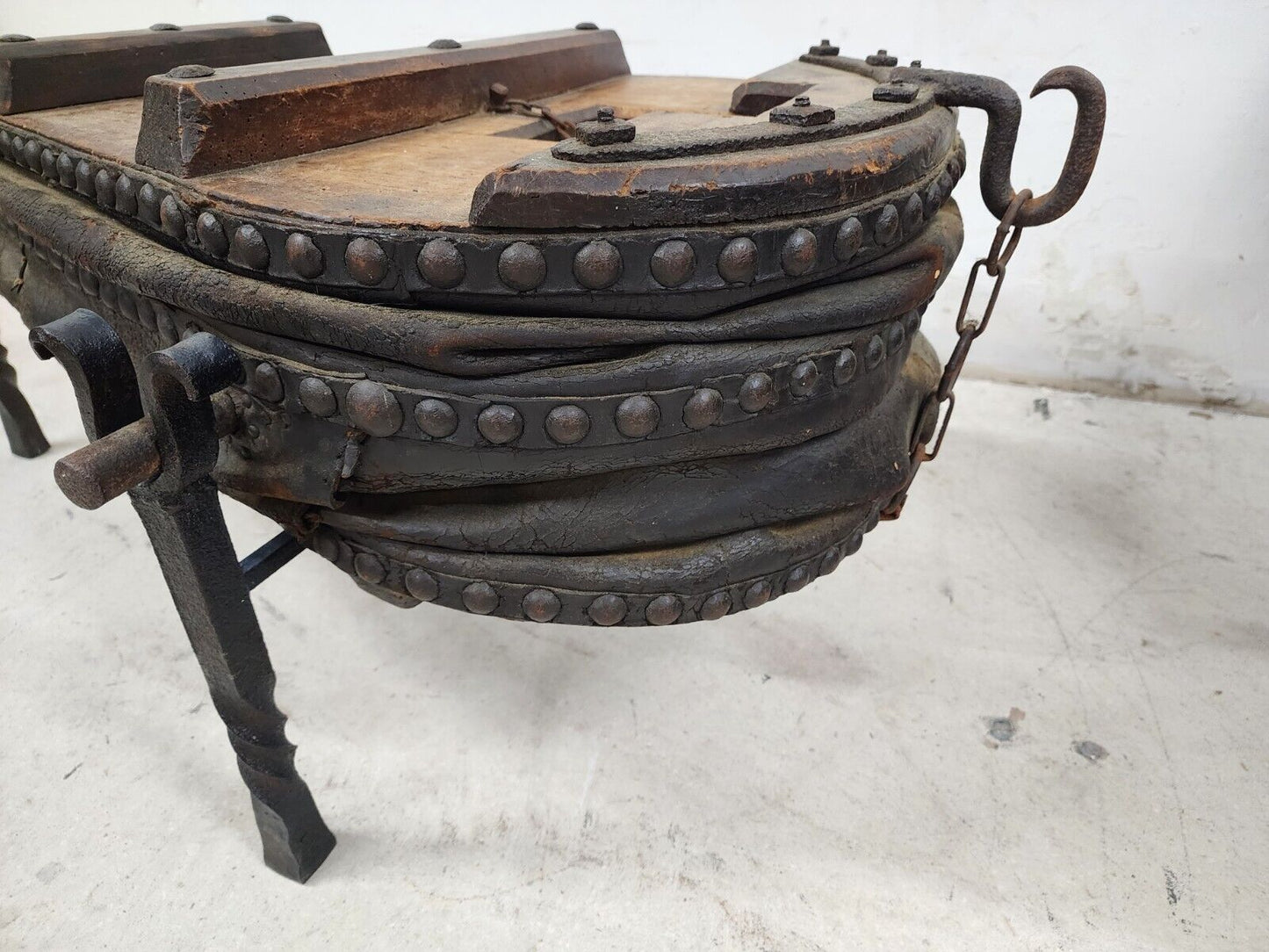 1800s French Blacksmith Bellows Rustic Coffee Table