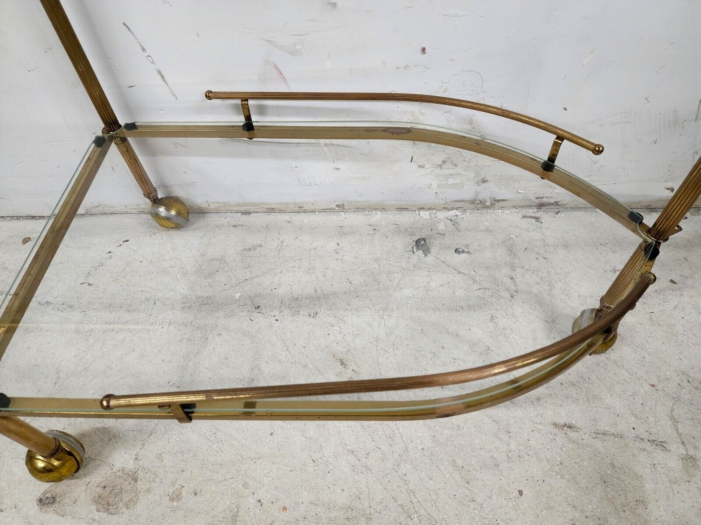 Vintage Bar Cart Folding Brass & Glass GLOBAL VIEWS Style