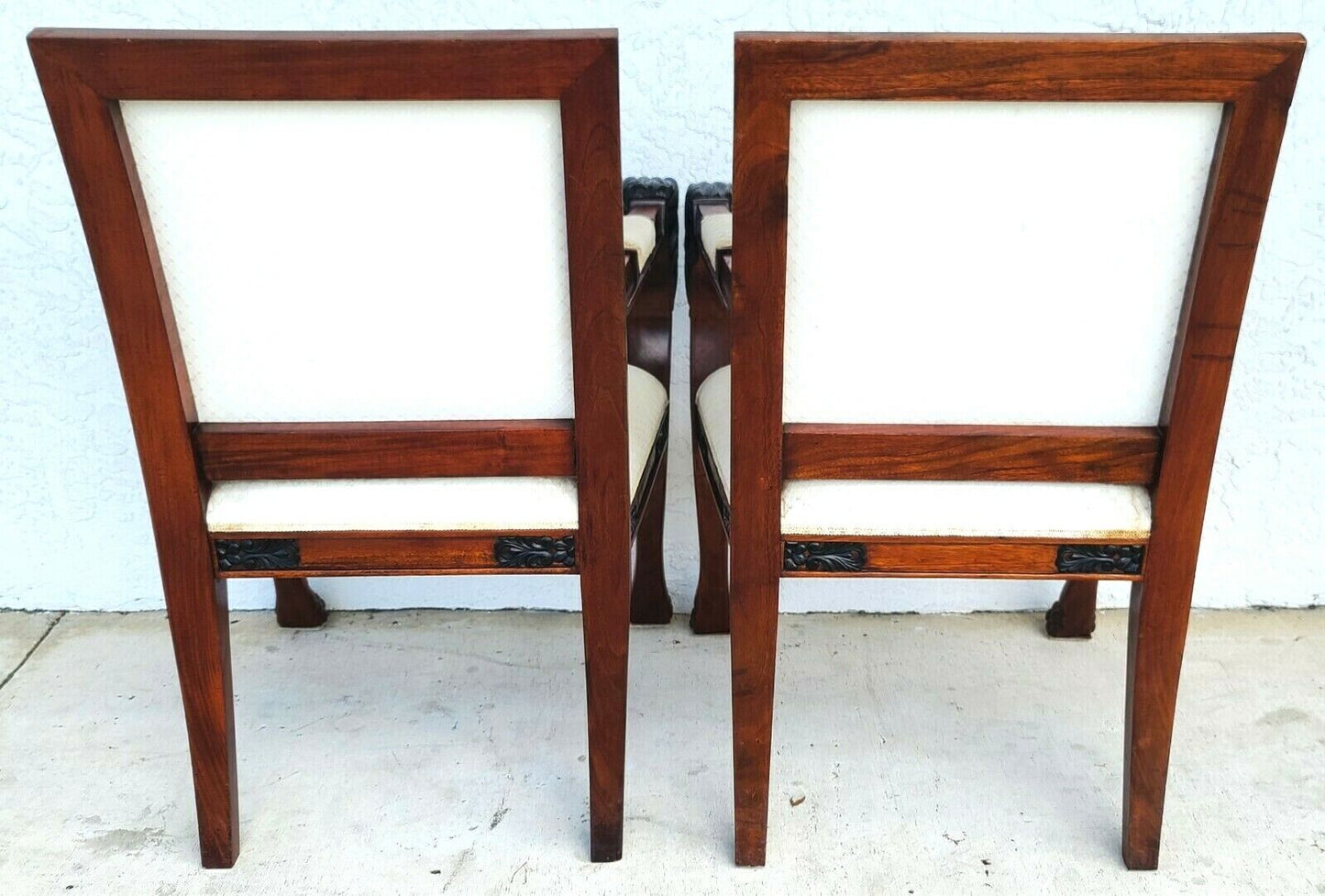 Pair of Hand Carved Mahogany Lions Head Armchairs