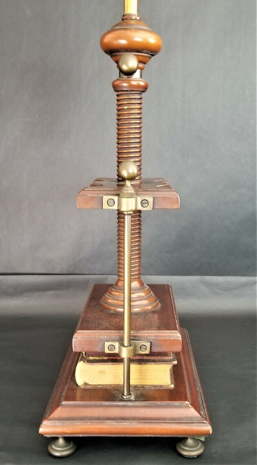 Vintage NORMAN PERRY Wood Book Press Library Table Lamp with Real Books