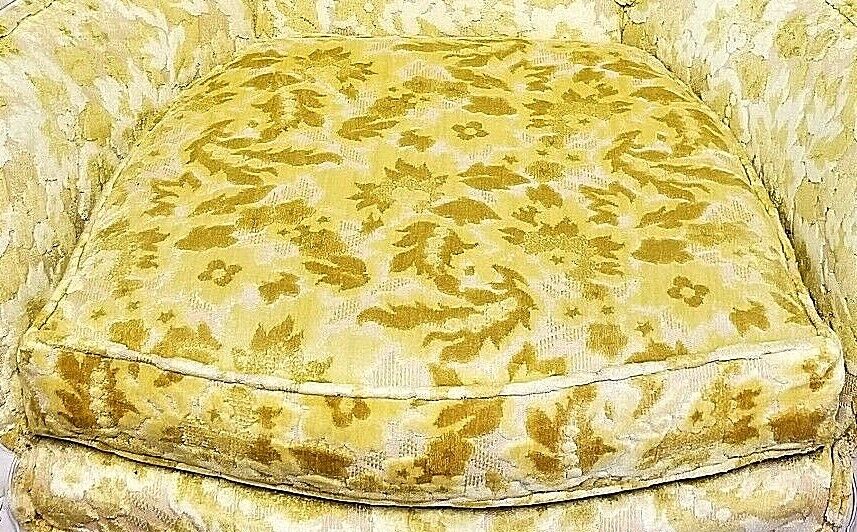 EUC! Antique French Louis XV Rococo Hand Carved Burnout Velvet Wing Back Chair