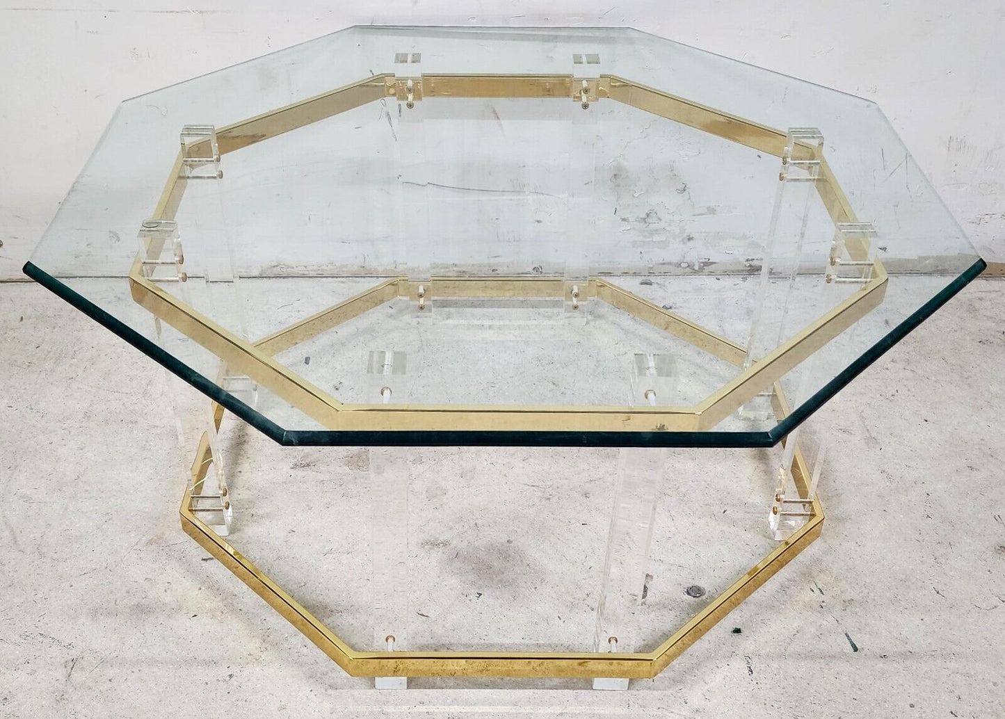 Lucite Coffee Table CHARLES HOLLIS JONES Style 24 Karat Gold Plated