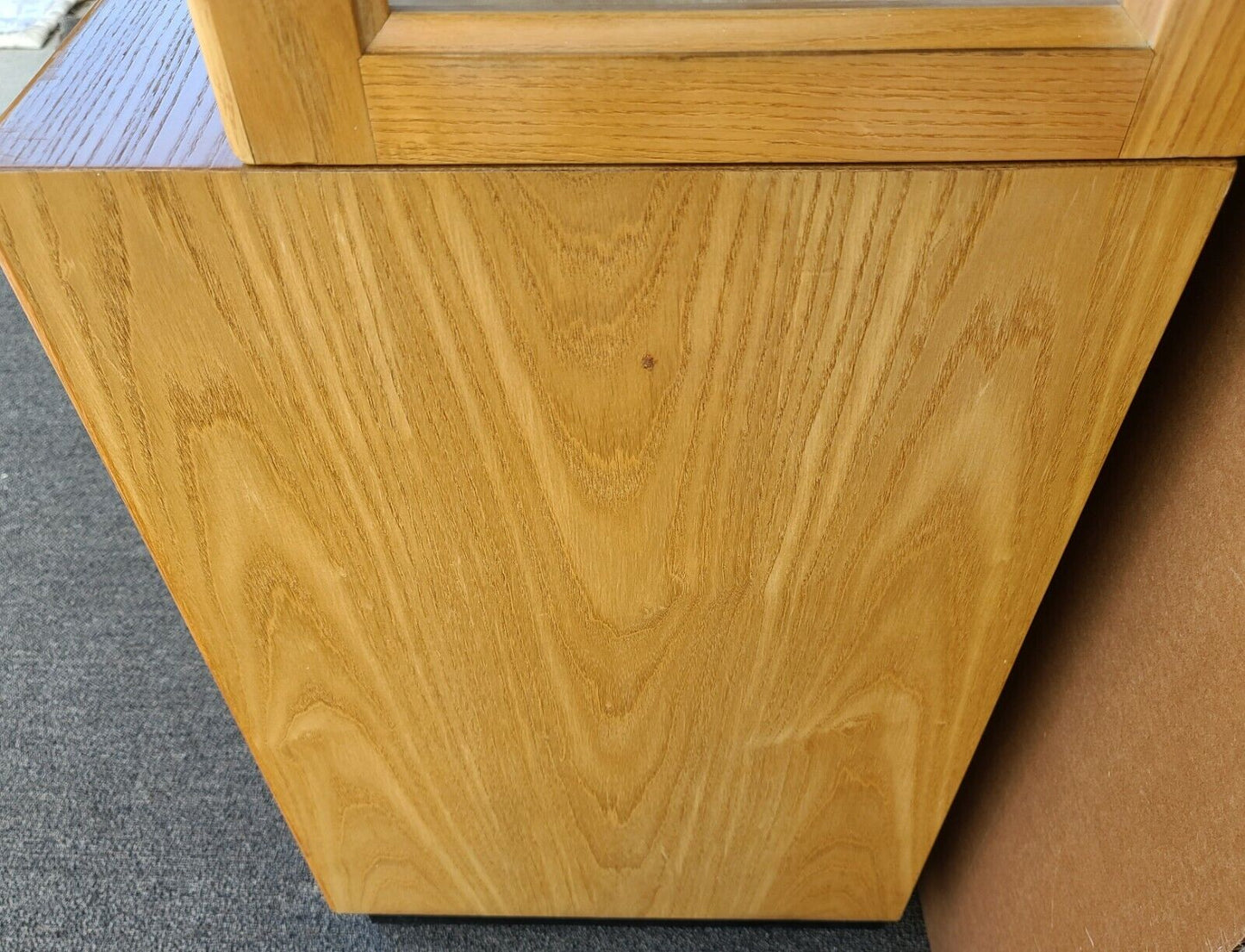 70's Milo Baughman Style HENREDON Scene Two Olive Burl Display Cabinet Case 2 Pc