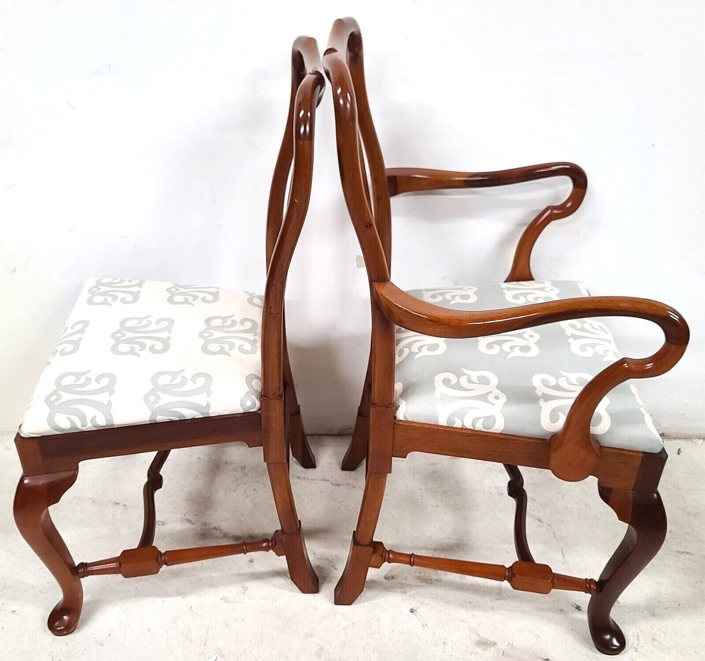 Mid Century Solid Cherry Queen Anne Dining Chairs - Set of 6