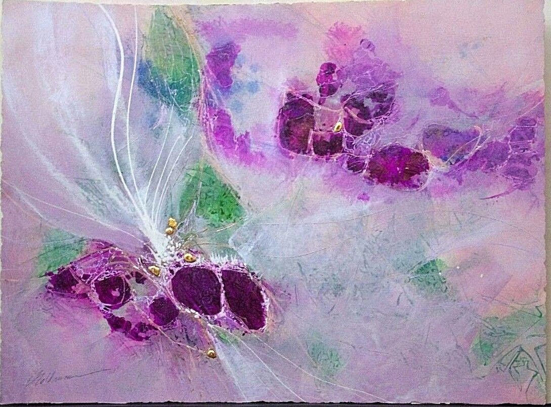 1988 Edward Goldman (1916-2006) Acrylic Gold Leaf Painting Signed