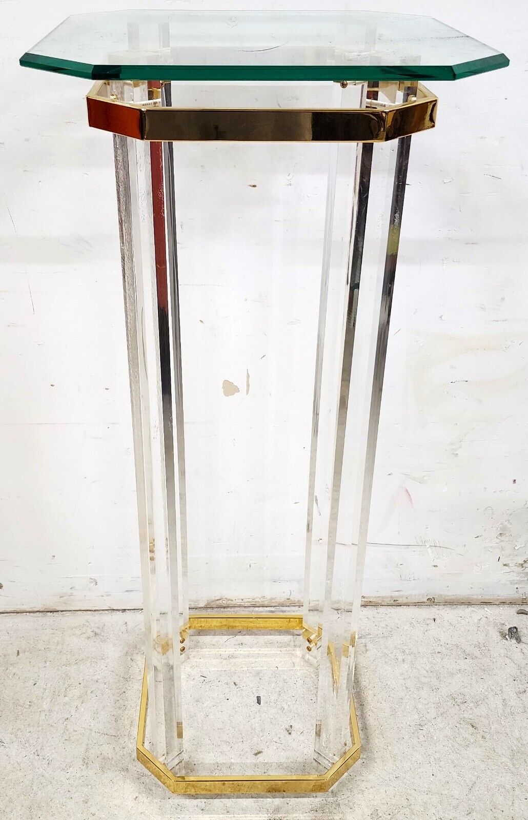 Lucite Pedestal Display Stand CHARLES HOLLIS JONES Style 24 Karat Gold Plated