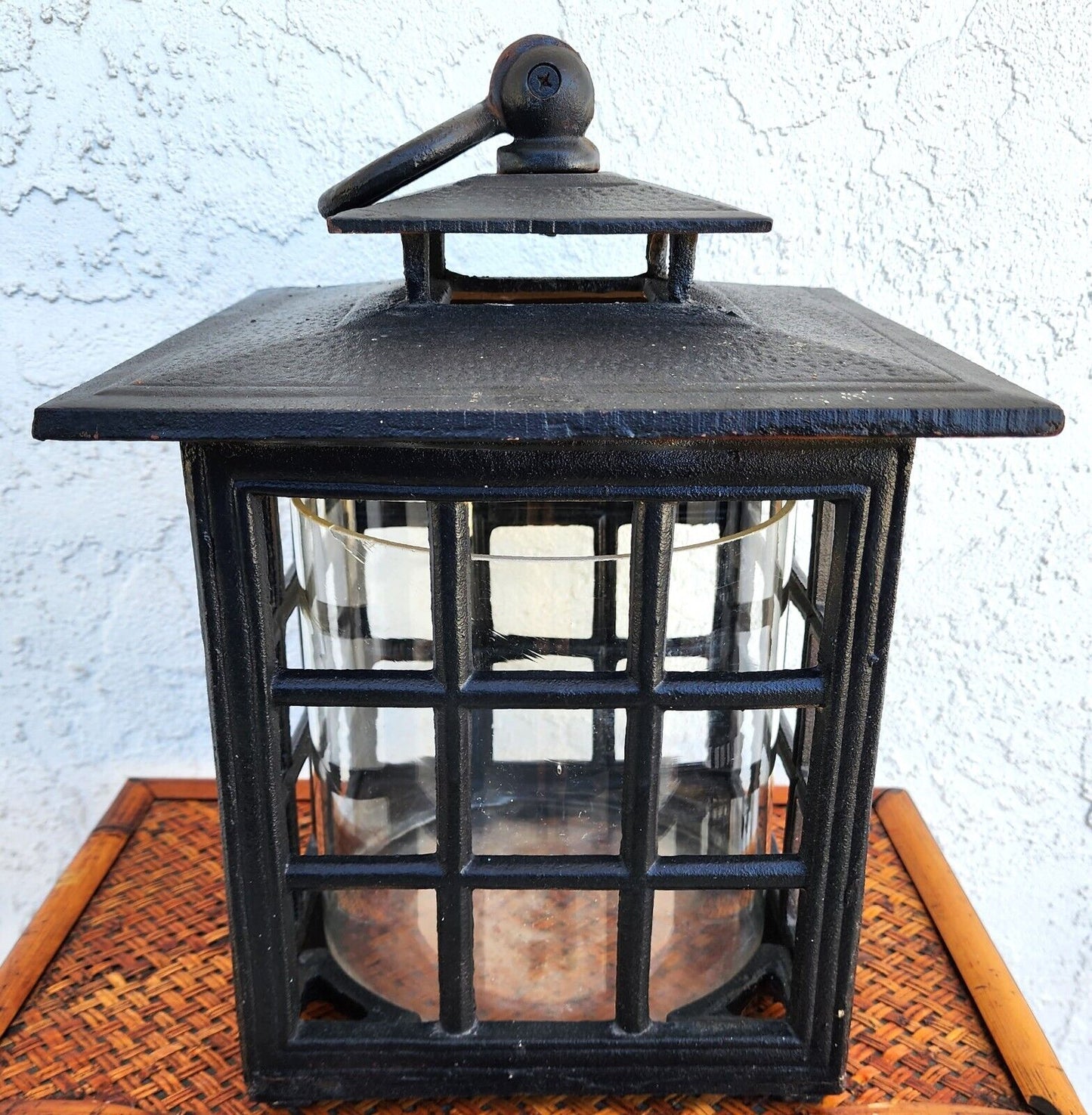 Iron Candle Lantern Mid Century Huge 30 Pounds
