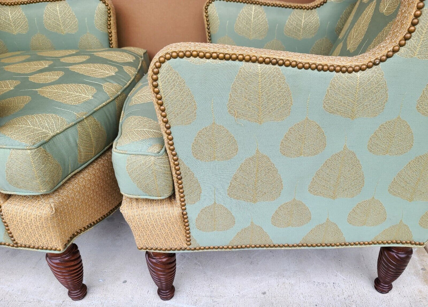 Pair of Substantial Chippendale Wingback Armchairs by HEKMAN WOODMARK