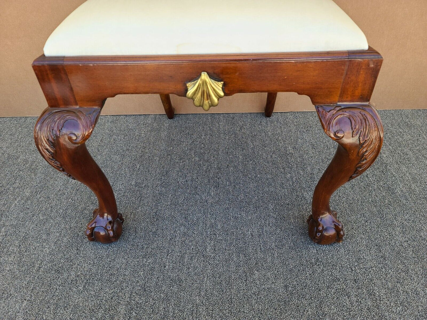 MAITLAND SMITH Chippendale Ball & Claw Mahogany Brass Dining Desk Accent Chair