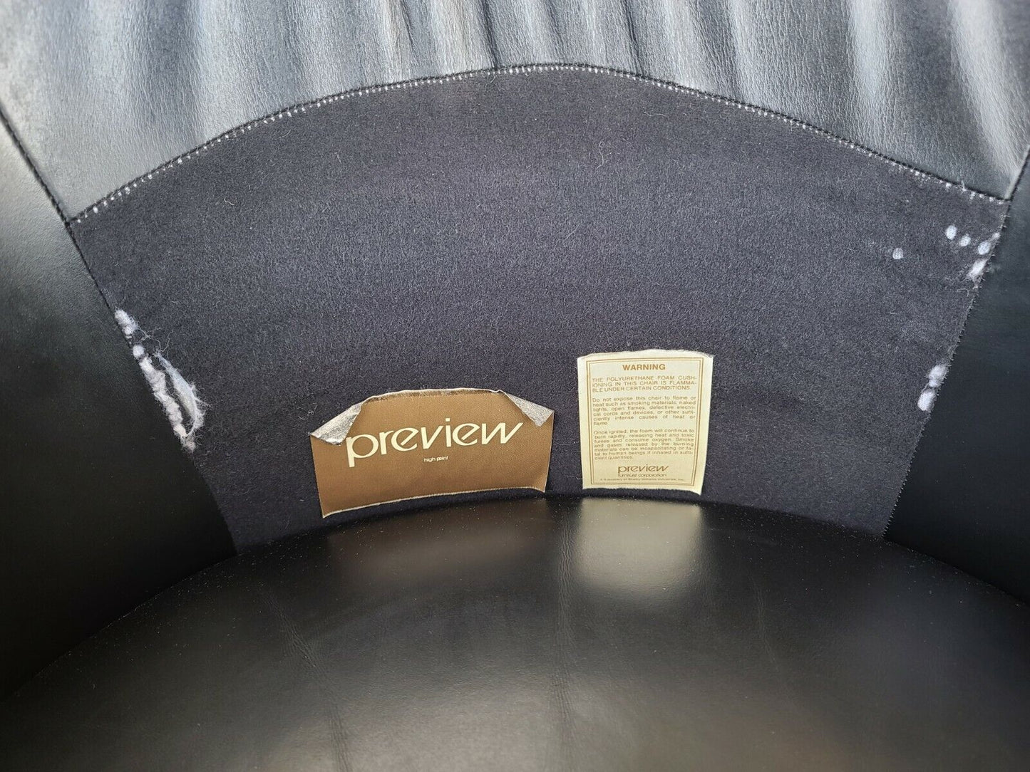 Mid Century Modern Black Leather Swivel Barrel Lounge Chairs by PREVIEW - A Pair