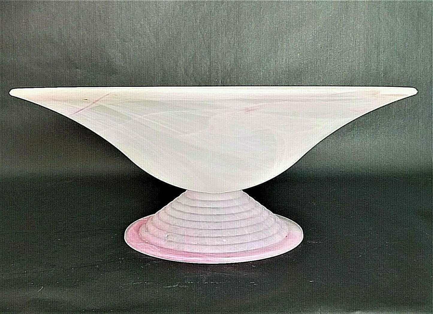 Large 20" MURANO Lavorazione Pink Swirl Footed Serving Centerpiece Display Bowl