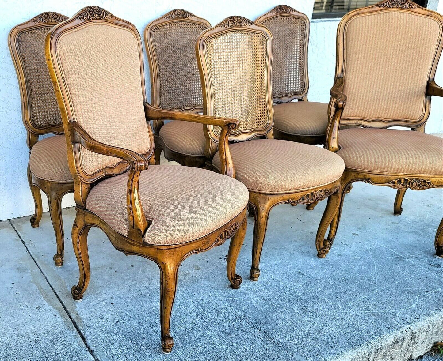 HENREDON French Provincial Cane Back Dining Chairs - Set of 6
