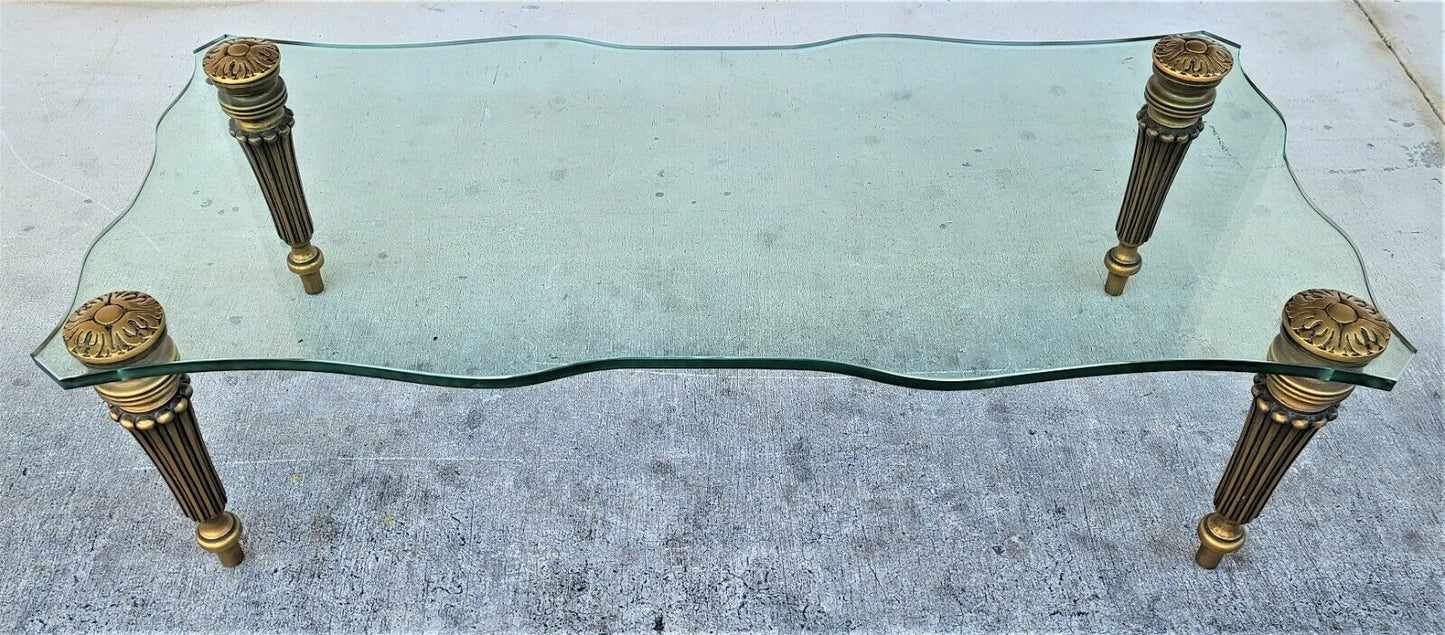 FRANCISCO HURTADO Style Sculptural Hollywood Regency Glass Coffee Cocktail Table