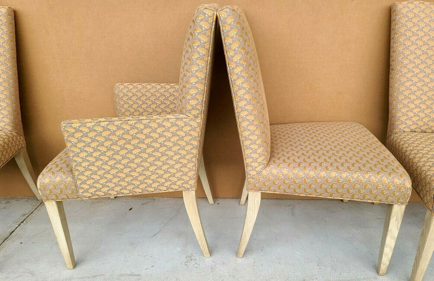 Contemporary Asian Klismos Leg Water Lilly Dining Chairs Set of 8