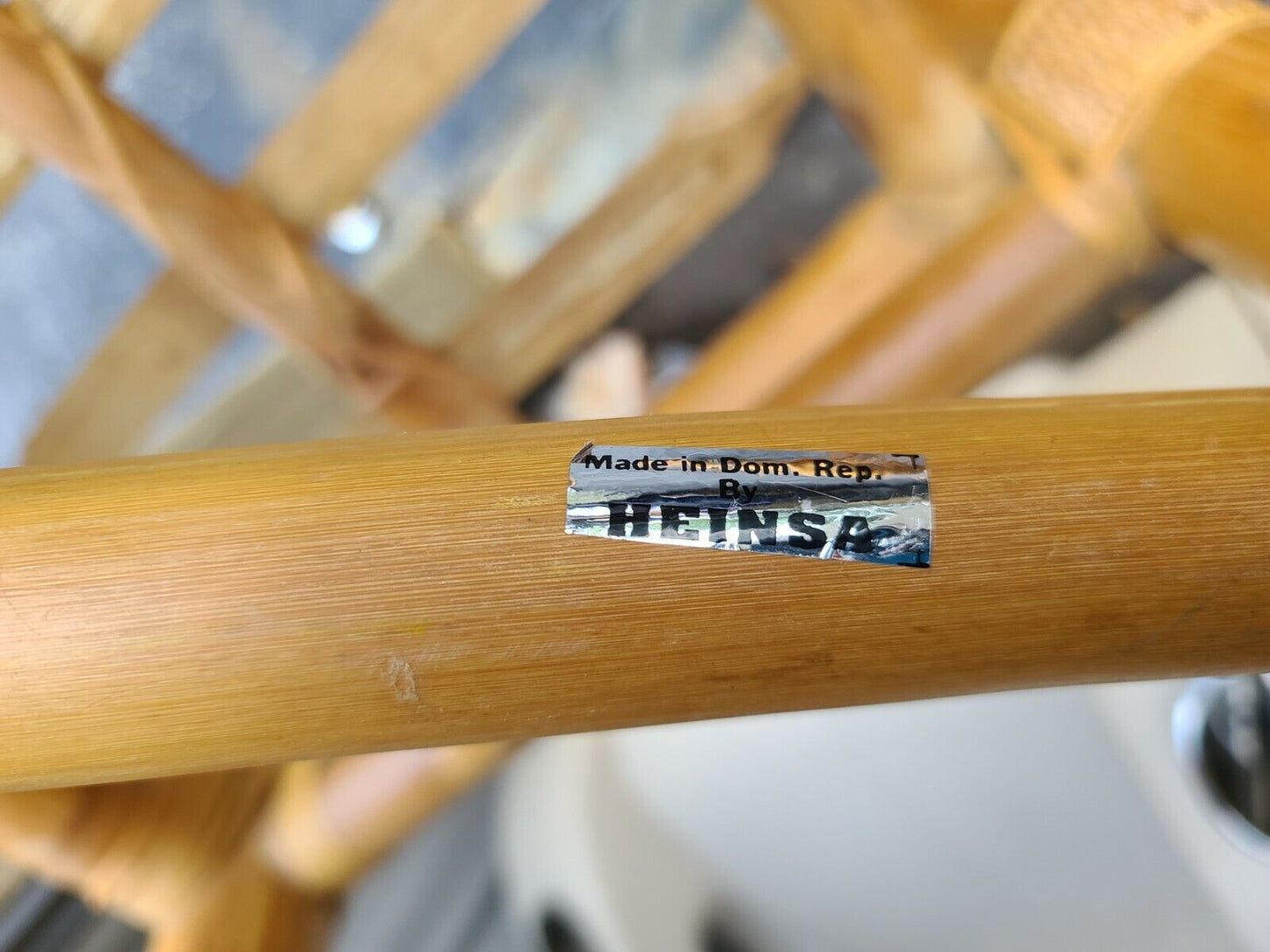 (6) Vintage Elephant Bamboo Rattan Wicker Dining Chairs with Cushions by HEINSA