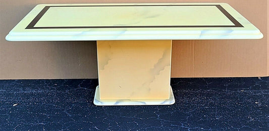 Vintage Lacquered Faux Goatskin Karl Springer Style Pedestal Dining Table