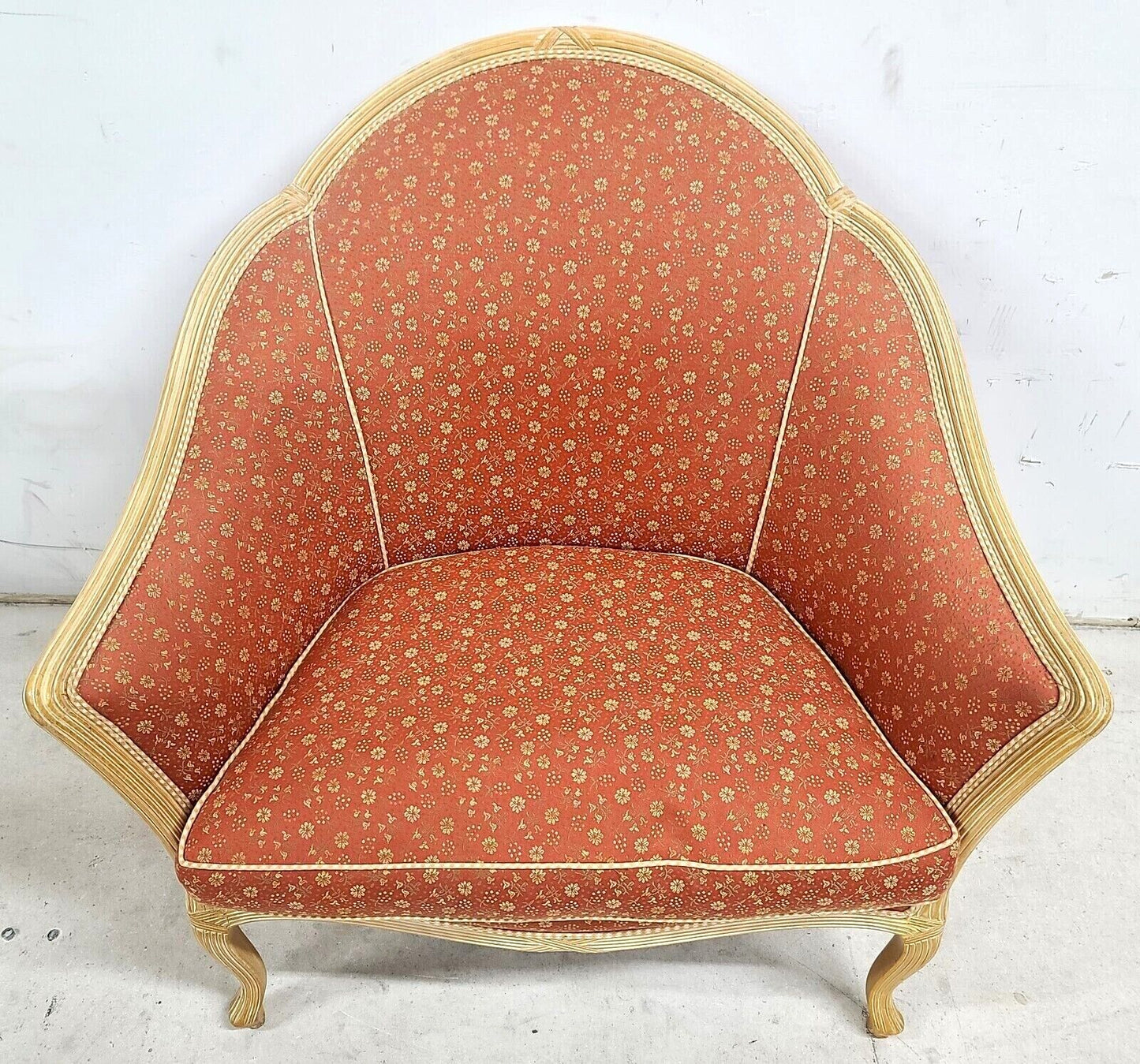 French Louis XV Boudoir Chair Floral Apricot