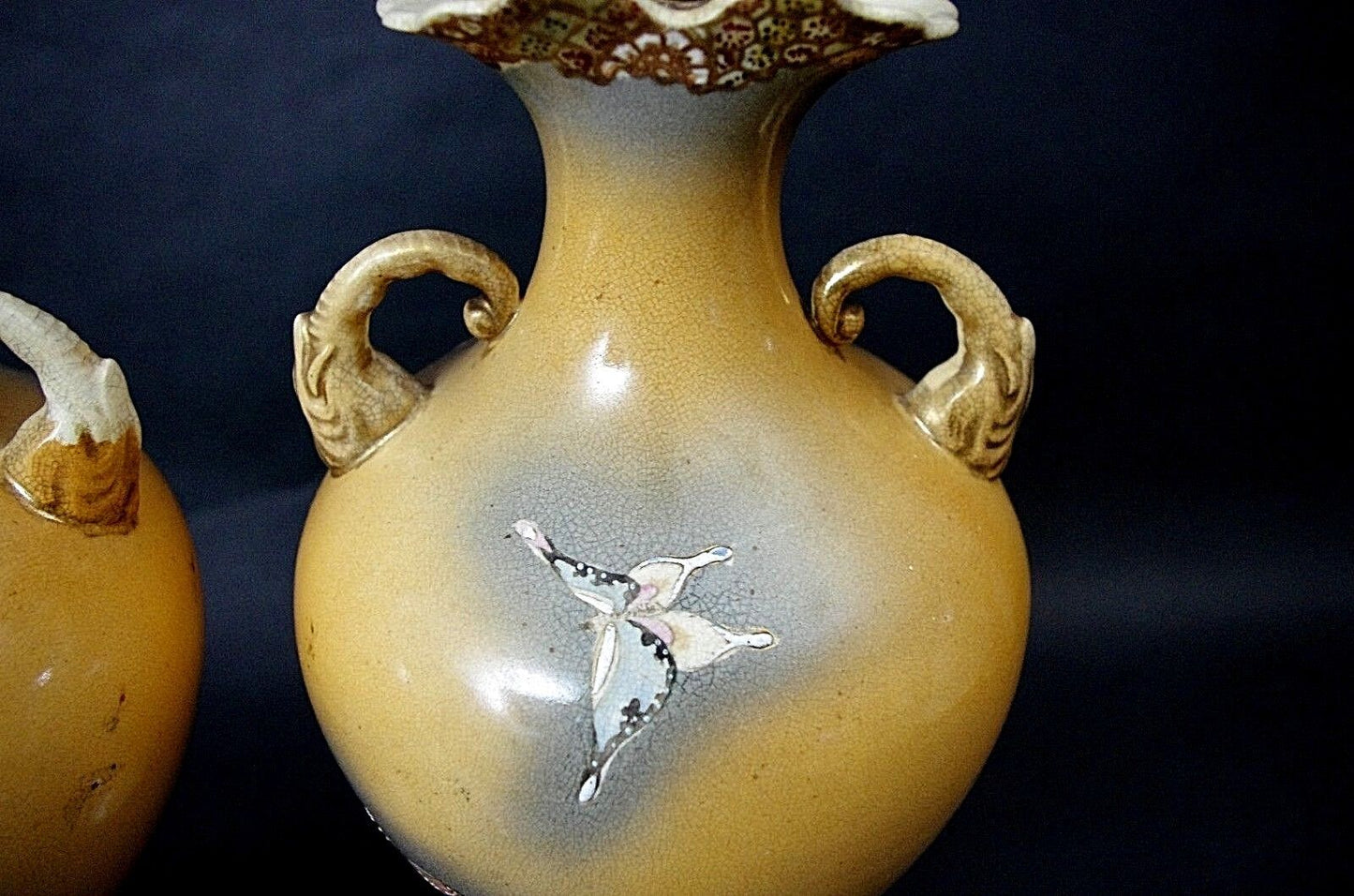 2 Mid Century MAO PERIOD Amphora Elephants Butterflies Flowers Chinese Table Lamps