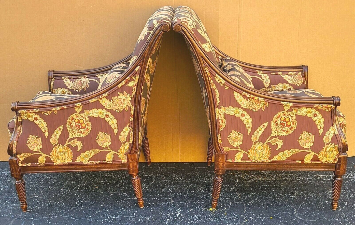 Antique Pair of Silk Armchairs by ROBERT ALLEN