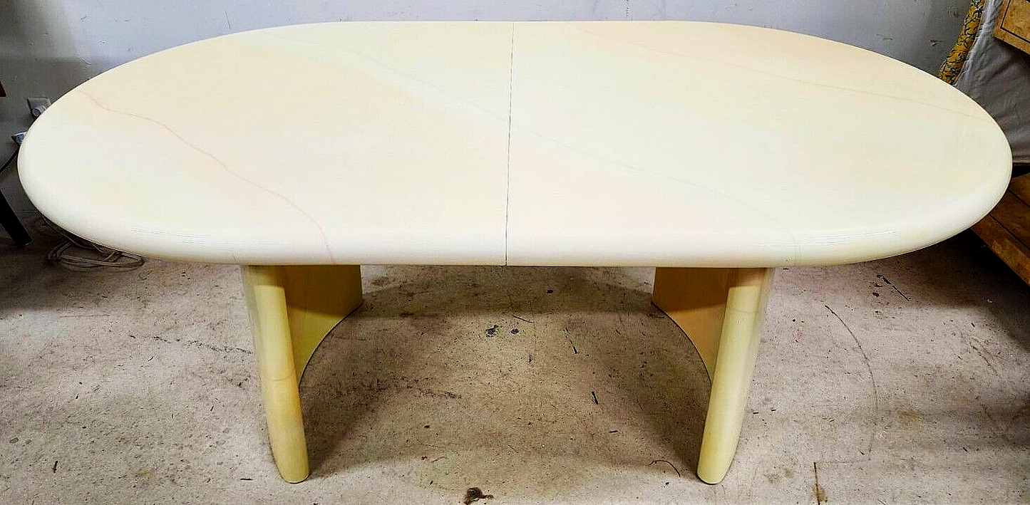Goatskin Dining Table Karl Springer Style Lacquered 1980s with Leaf