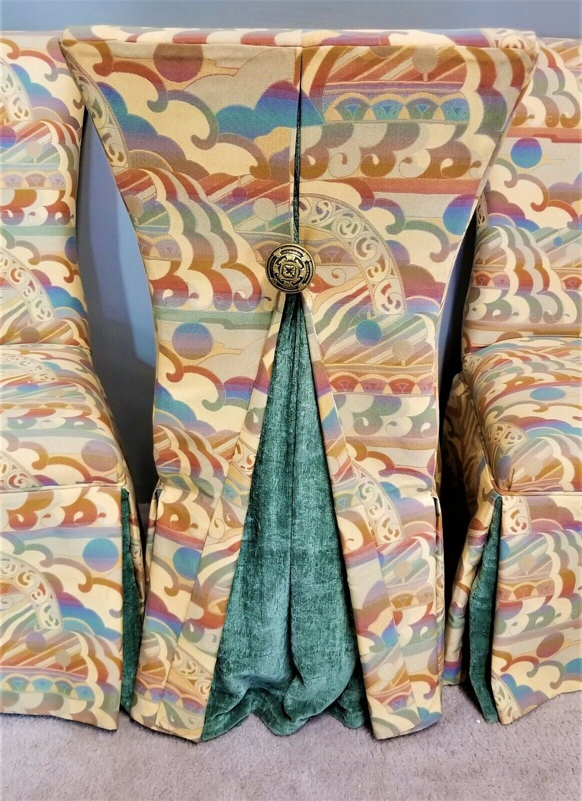 Set of 4 Beautifully Dual Layered Draped Parsons Upholstered Dining Chairs