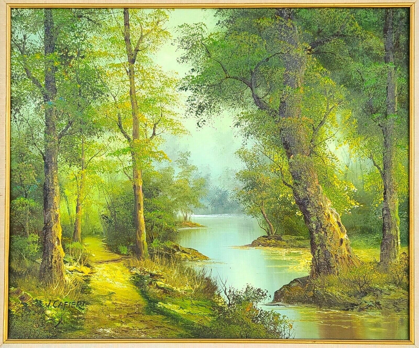 1987 Signed IRENE CAFIERI Landscape Oil Painting " Bowen Hones "