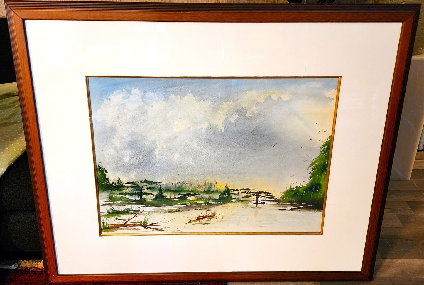 Albert Swayhoover Coastal Scene Watercolor Painting Signed 1989 Framed